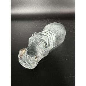 Kosta Boda Swedish Art Glass Zoo Animal Sculpture Paperweight Swimming Hippo